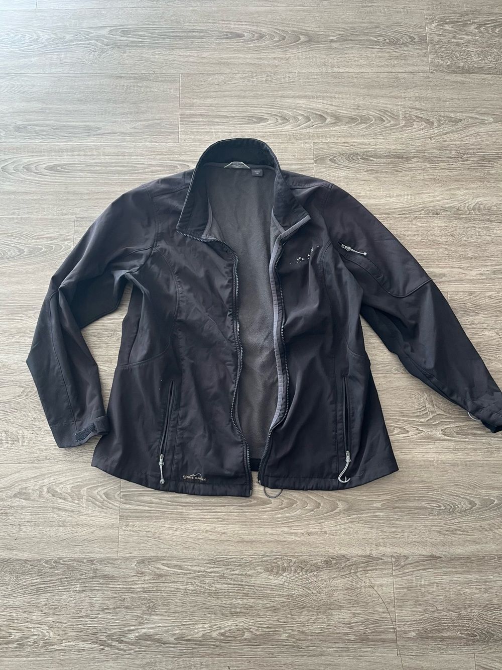 Eddie Bauer Men’s 2XL Black Softshell Fleece Lined Jacket LongSleeve Over Coat
